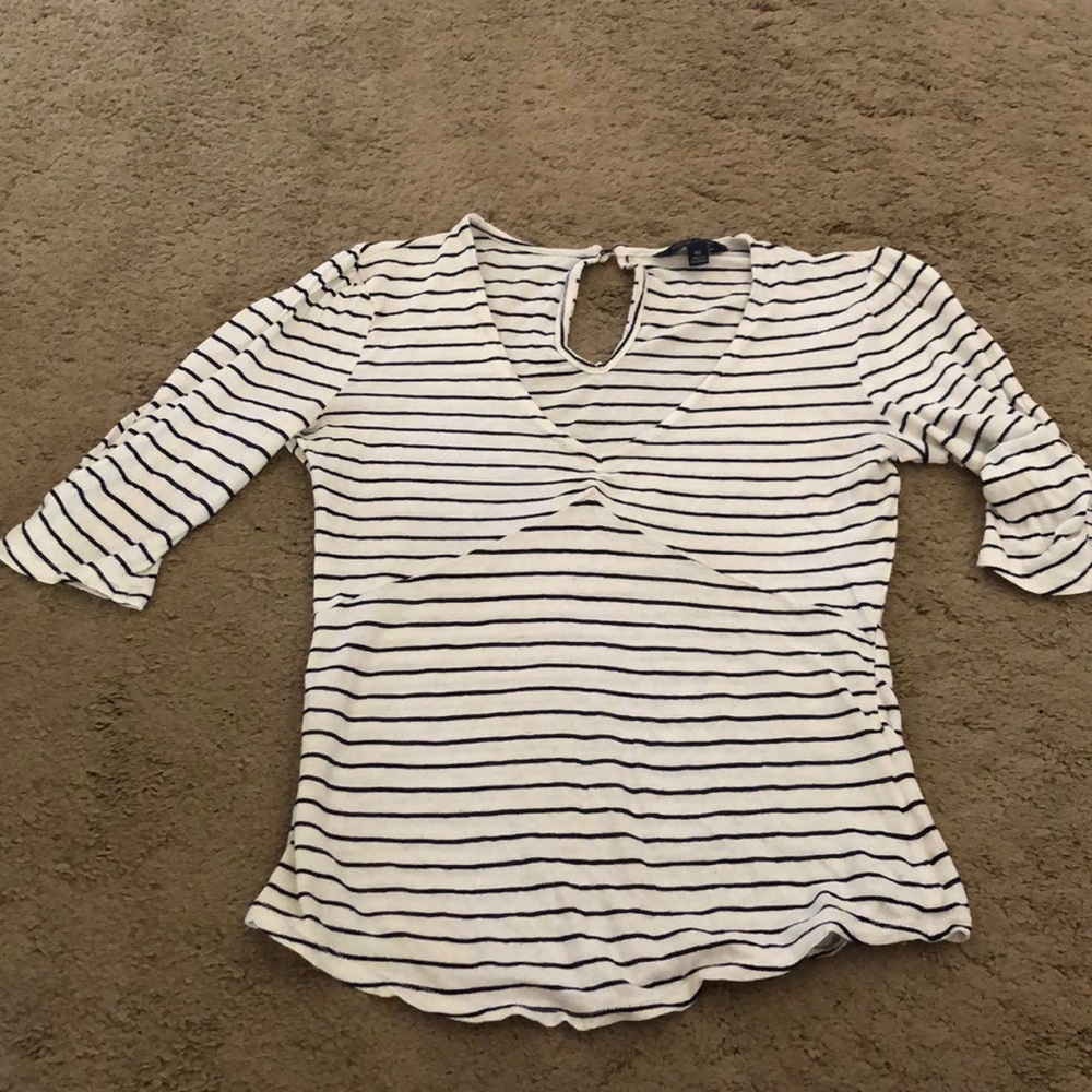 Three quarter sleeve striped shirt